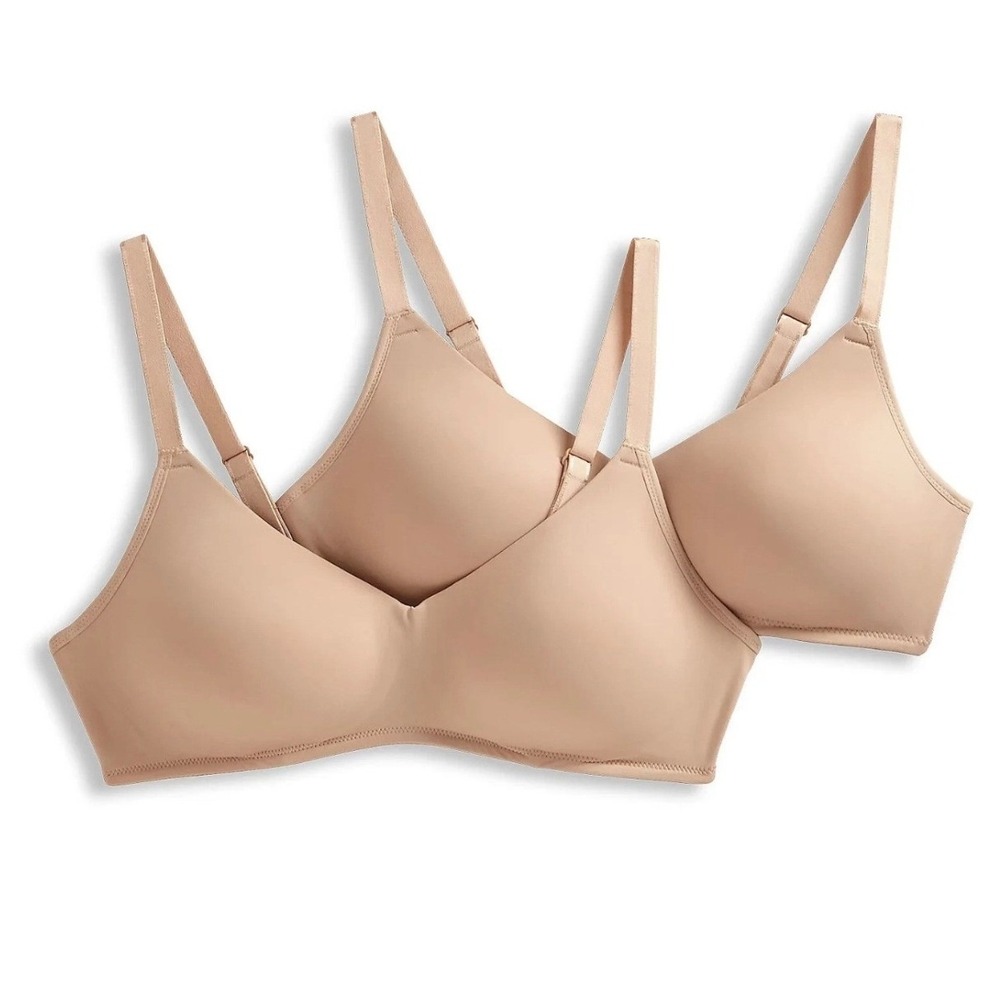 Jockey Smooth & Sleek Wirefree Molded T-Shirt Bra 2-Pack Light Nude 36DDD
